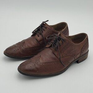 COLE HAAN Mens 9.5 Grand.OS Wingtip Oxford Leather Dress Shoes Brown C12362